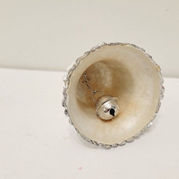 Vintage HTF RARE Silvistri Beaded Sequence Silver Bell Ornament Hand Made - Picture 6 of 6